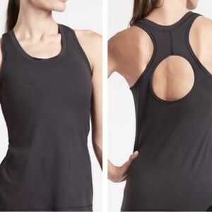 ATHLETA Black Nitro Semi Fitted Keyhole Tank Top